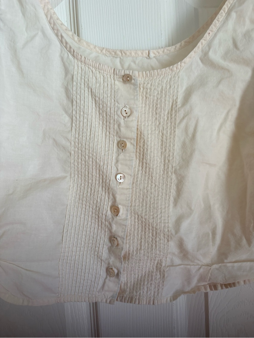 J.Crew Ivory Pintuck Button Front Cropped Tank Top Size Small